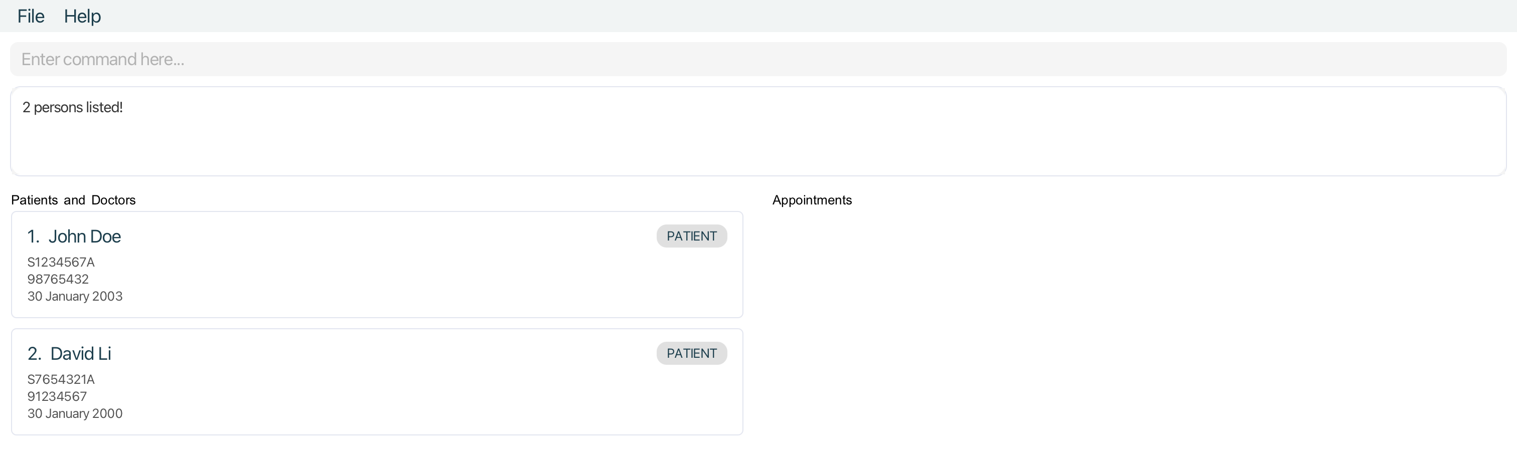 result for 'patient alex david'